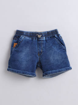 Little Kangaroos - Boys Navy Blue Solid/Plain Cotton Blend Short