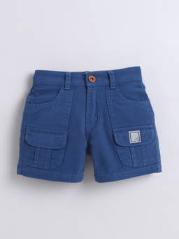 Little Kangaroos - Boys Navy Blue Solid/Plain Cotton Blend Short