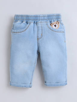 Little Kangaroos - Boys Blue Solid/Plain Cotton Blend Jeans