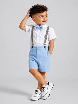 Little Surprise Box - Boys Blue Solid/Plain Cotton Formal Set