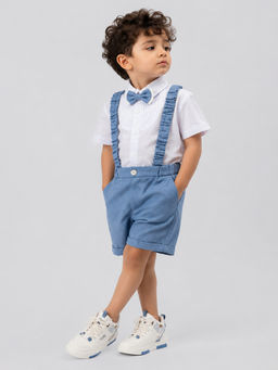 Little Surprise Box - Boys White Solid/Plain Cotton Formal Set