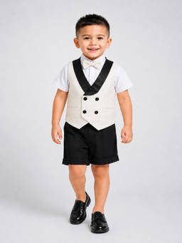 Little Surprise Box - Boys Cream Solid Blended Formal Set