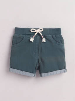 Little Kangaroos - Girls Olive Solid/Plain Cotton Blend Shorts