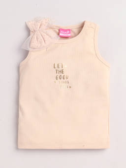 Little Kangaroos - Girls Beige Printed Cotton Blend Top