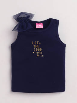 Little Kangaroos - Girls Blue Solid/Plain Cotton Blend Top