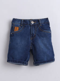 Little Kangaroos - Boys Blue Solid/Plain Cotton Blend Short