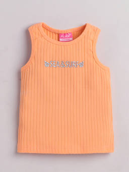 Little Kangaroos - Girls Orange Textured Cotton Blend Top