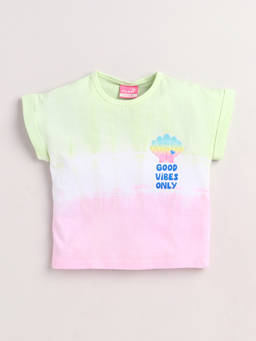 Little Kangaroos - Girls Green Printed Cotton Blend Top