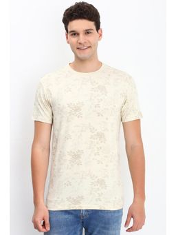 Allen Solly - Men Cream Floral Print Round Neck T-Shirt