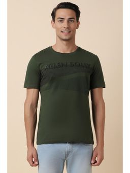 Allen Solly - Men Olive Printed Round Neck T-Shirt