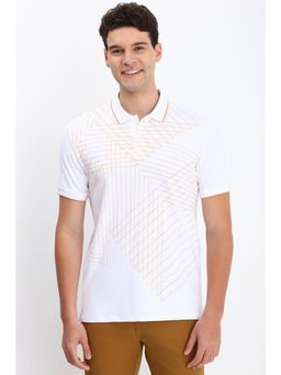 Allen Solly - Men White Printed Collar Neck Polo T-Shirt