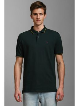Louis Philippe - Men Green Solid Collar Neck Polo T-Shirt