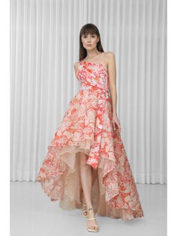 MANDIRA WIRK - Maple Leaves Printed Organza Dress (Set of 2)