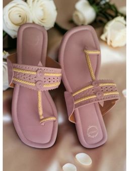 dhaaga - Pink Blush Bloom Kolhapuri Flat