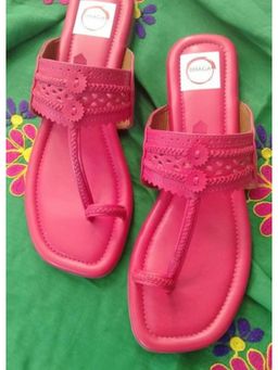 dhaaga - Pink Fuchsia Kolhapuri Flat