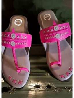 dhaaga - Pink Kolhapuri Flat Chappal For Women