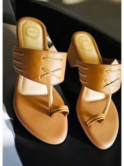 dhaaga - Knot And Golight Brow N Block Heel Kolhapuri Heels