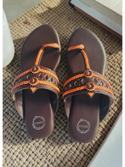 dhaaga - Brown Mocha Weave Flat Kolhapuri Flat Kolhapuri