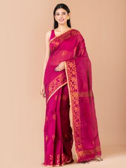 LAA CALCUTTA - Magenta & Copper Silk Banarasi Saree with Unstitched Blouse