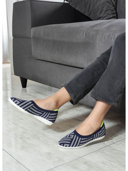 Carlton London - Womens Fashionable Navy Blue Woven Design Ballerinas