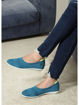 Carlton London - Womens Fashionable Blue Woven Design Ballerinas