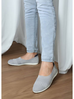 Carlton London - Womens Fashionable Grey Woven Design Ballerinas