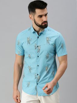SHOWOFF - Men Half Sleeves Blue Floral Shirt