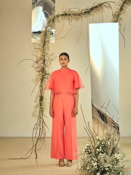 ORIGANI - Tropical Coral Solid Co-Ord (Set of 2)