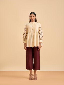 ORIGANI - Ivory Royal Embrace Embroidered Top and Pant (Set of 2)