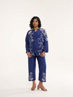 ORIGANI - Navy Blue Petunia Petal Jacket Co-Ord (Set of 3)