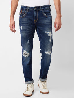 Spykar - Mid Rise Regular Fit Blue Jeans for Men