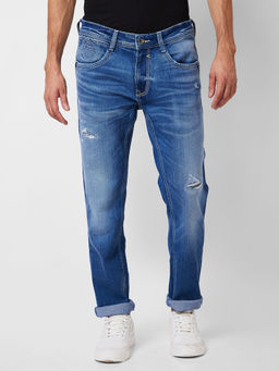 Spykar - Mid Rise Regular Fit Blue Jeans for Men