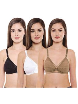 Bodycare - Pack of 3 Premium Perfect Coverage Bra In Black-Skin-White Colour
