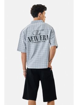 Snitch - Grey Checks Half Sleeves Oversized Casual Shirt