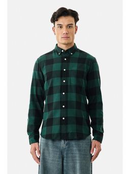 Snitch - Green Checks Full Sleeves Slim Casual Shirt