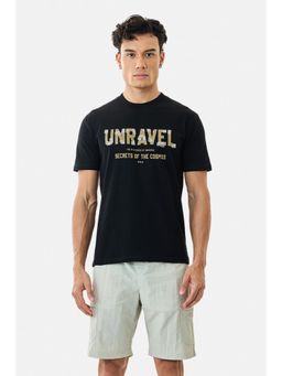 Snitch - Black Graphic Half Sleeves Regular Casual T-Shirt