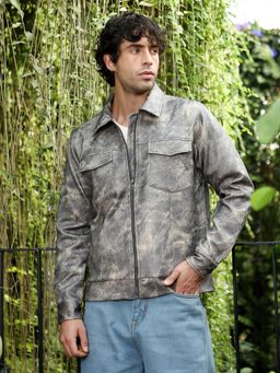 Campus Sutra - Charcoal Grey Dye Utility Twill Bomber Jacket