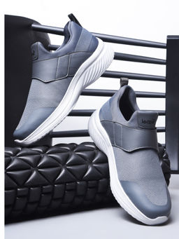 LIBERTY - Men Grey Leap7x FLATRON-1E Dark Sports Non Lacing Walking Shoes