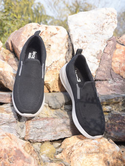 LIBERTY - Men Black Leap7x NEATHER-1E Sports Non Lacing Walking Shoes