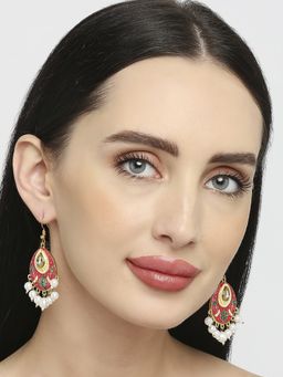 OOMPH - Pink Meenakari and Kundan Ethnic Drop Earrings for Women