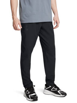 Under Armour - Black Polyester Solid/Plain Mid Waist Straight Leg Trackpant