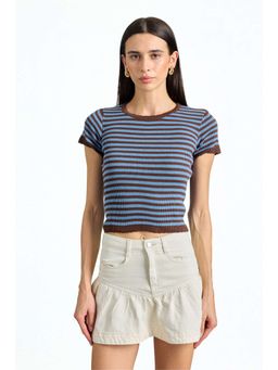 Bonkers Corner - Blue Crush Stripe Crop Top for Women