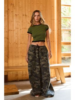 Bonkers Corner - Lime Pop Stripe Crop Top for Women