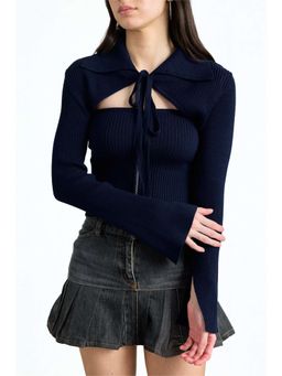 Bonkers Corner - Galaxy Blue Tie Front Shrug for Women