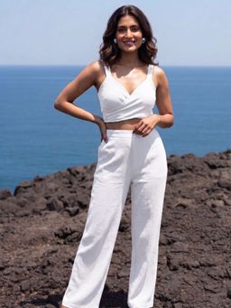 AOBA - White Solid Beach Co-Ord Set