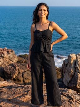 AOBA - Women Black Solid Co-Ord Set