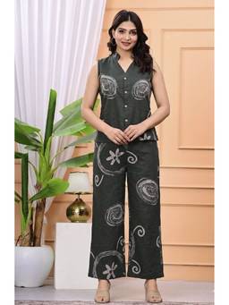 Cloth Bites - Women's Olive Abstract Printed Co-ord Set