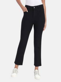 R&B - Black Straight Fit Mid Rise Women Jeans