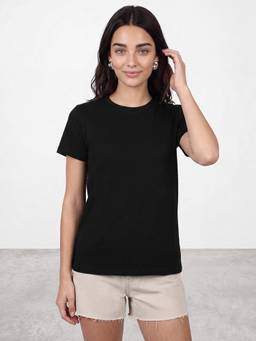 R&B - Black Round Neck T-Shirt