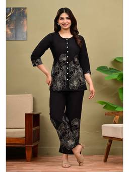 Cloth Bites - Women's Black Floral Printed Short Co-ord Set
